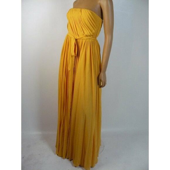 $398 Michael Costello X Revolve Carrie Golden Yellow Chiffon Gown Small NWT - Picture 7 of 9